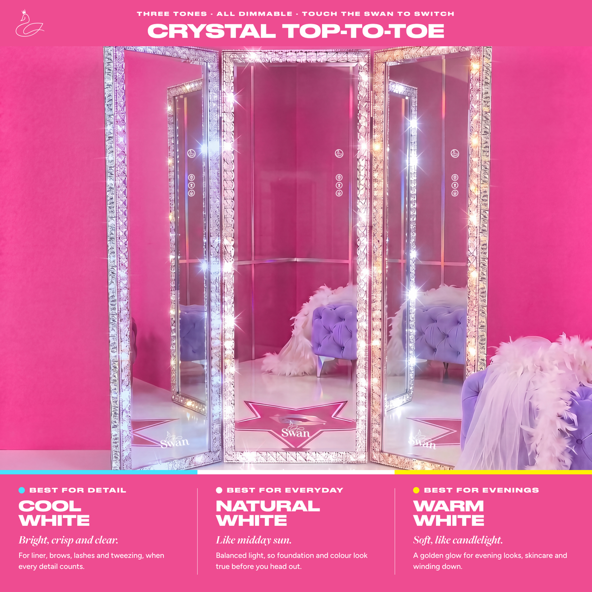 Crystal Top-to-Toe three light tones: cool white, natural white, warm white